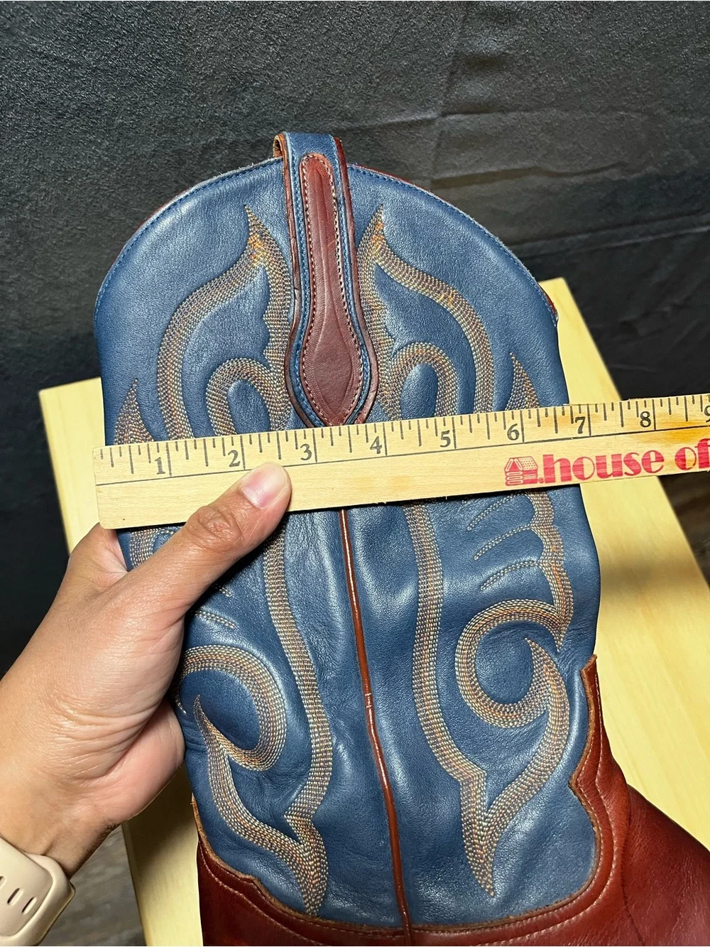 TONY LAMA Blue Brown Embroidered Western Cowboy Boots Men Sz 9.5 D 3126 Festival